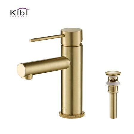 Kibi Circular X Single Handle Bathroom Vanity Sink Faucet with Pop Up Drain C-KBF1010BG-KPW100BG